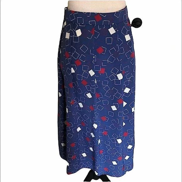 Vintage MCM 𝅺Pendleton blue retro geometric flair skirt size L - Picture 2 of 11